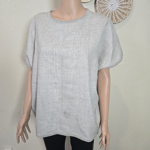 Cuyana Gray 100% Baby Alpaca Top Size XS/S Oversized Roll Edge Peru Lagenlook - Picture 7 of 13